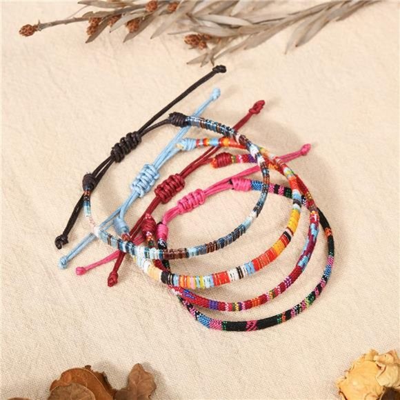 Boho Braided Bracelets Set - 12 Pcs - Picture 2 of 6
